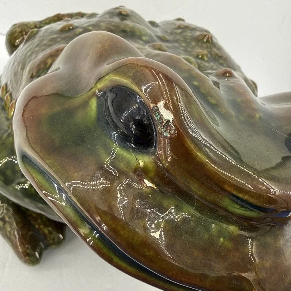 Vintage Arnel's ? XLarge Ceramic Frog Toad Garden Decor Green Figurine 🐸